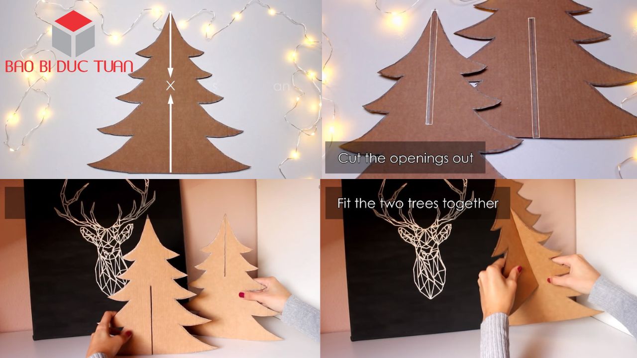 Cách làm cây thông Noel đẹp mê ly bằng bìa carton đơn giản dễ làm nhất 15 bia carton lam cay thong noel ong gia noel 5