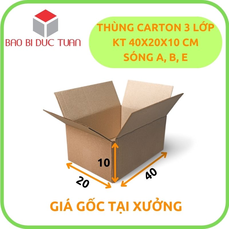 thung carton 3 lop 40x20x10 cm