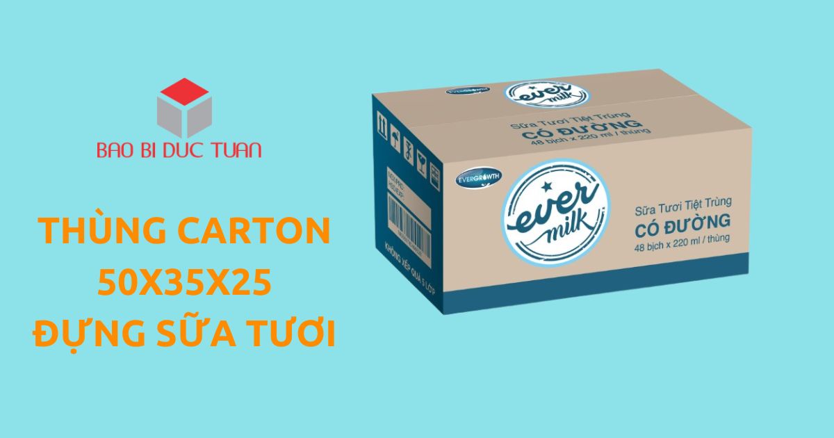 Thùng carton 50x35x25 đóng gói sữa tươi