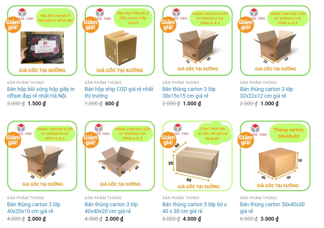 Tìm hiểu thùng Carton 5 lớp sóng A, B, C, E là gì? 7 cac loai thung