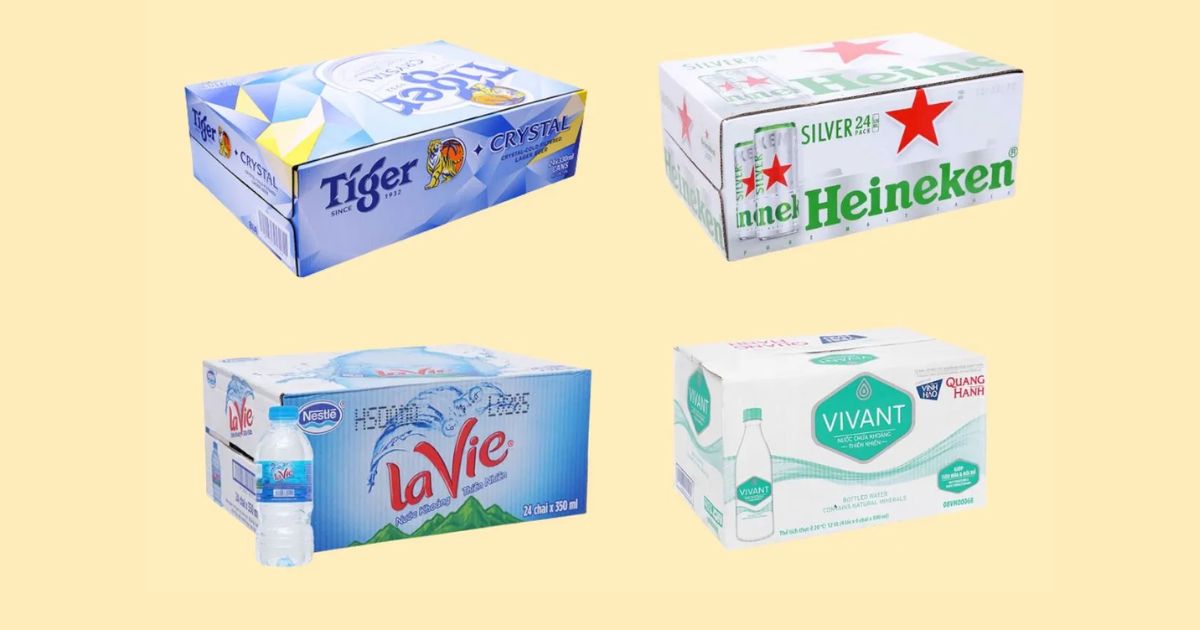mẫu thùng carton đựng nước đóng chai, bia
