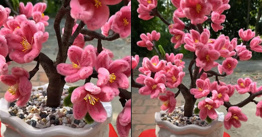 Nguyên vật liệu cần có để làm hoa đào bằng kẽm nhung